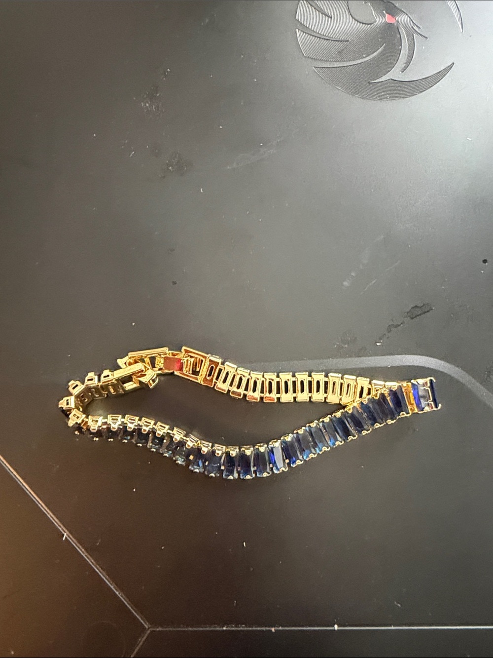 Gold-Plated Blue sapphire Crystal Tennis Bracelet - Women Jewelry